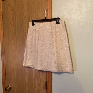 New York & Company Size 4 Beige w/Geometric Lace Print Above Knee A-Line Skirt